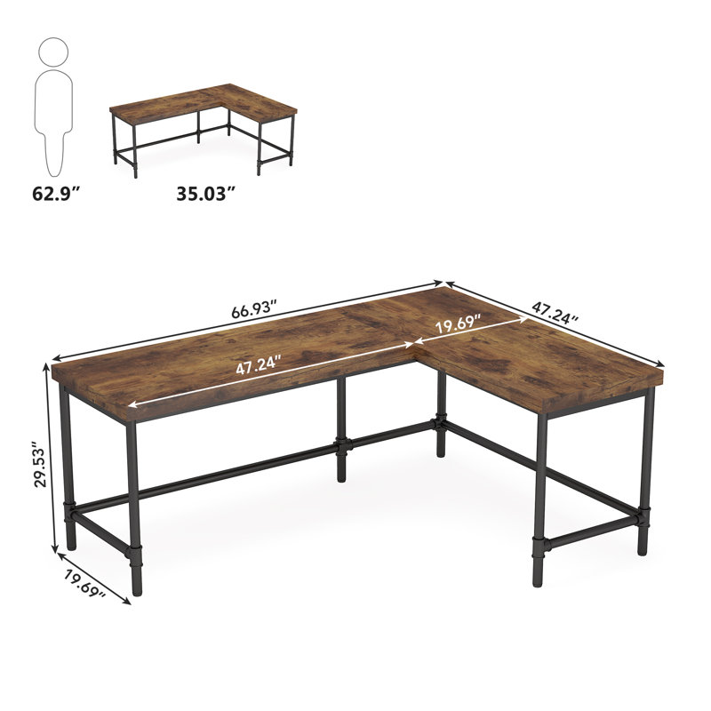 Tutuala L Shaped Metal Base Executive Desk